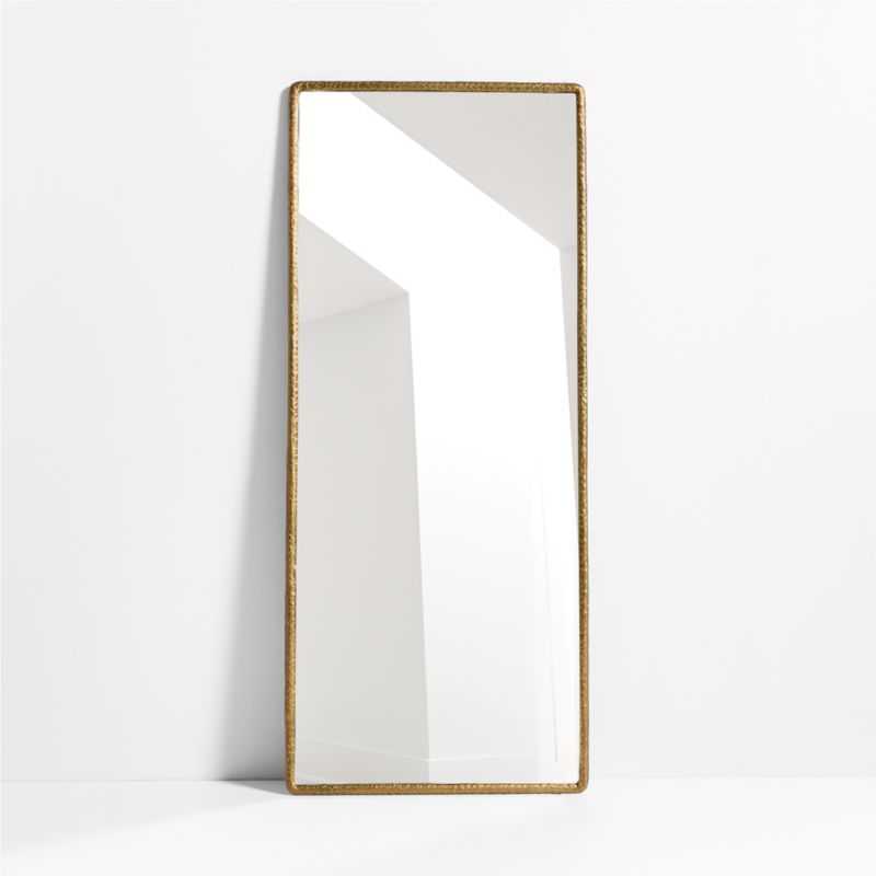 Mirabella Brass Metal Rectangle Floor Mirror 32'x76'