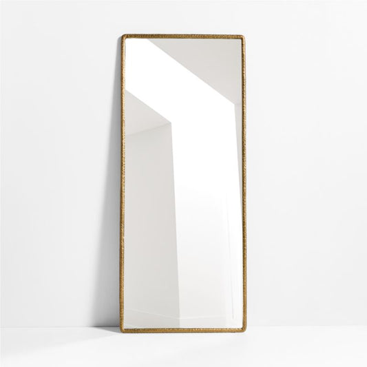 Mirabella Brass Metal Rectangle Floor Mirror 32'x76'