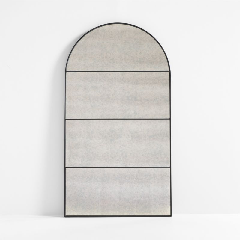 Navara Black Antiqued Arched Floor Mirror 44'x80'
